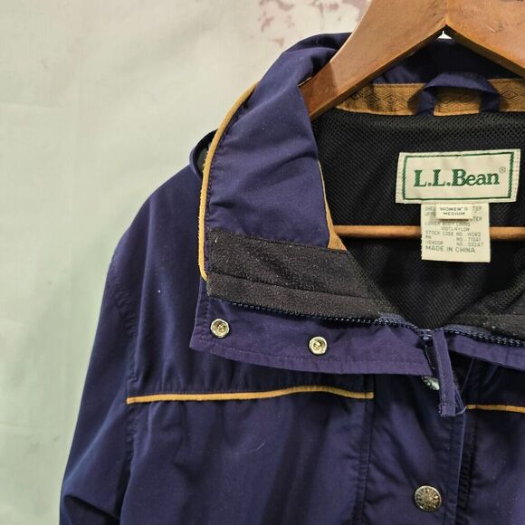 Vintage LL Bean Jacket Womens Medium Blue Anorak Zip Hooded Windbreaker Nordic - Picture 2 of 15